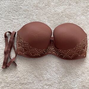 Cacique Boost Multi-Way Strapless Bra Elegant Brown Lace